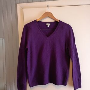 Talbots Deep Purple Cashmere V-Neck Sweater